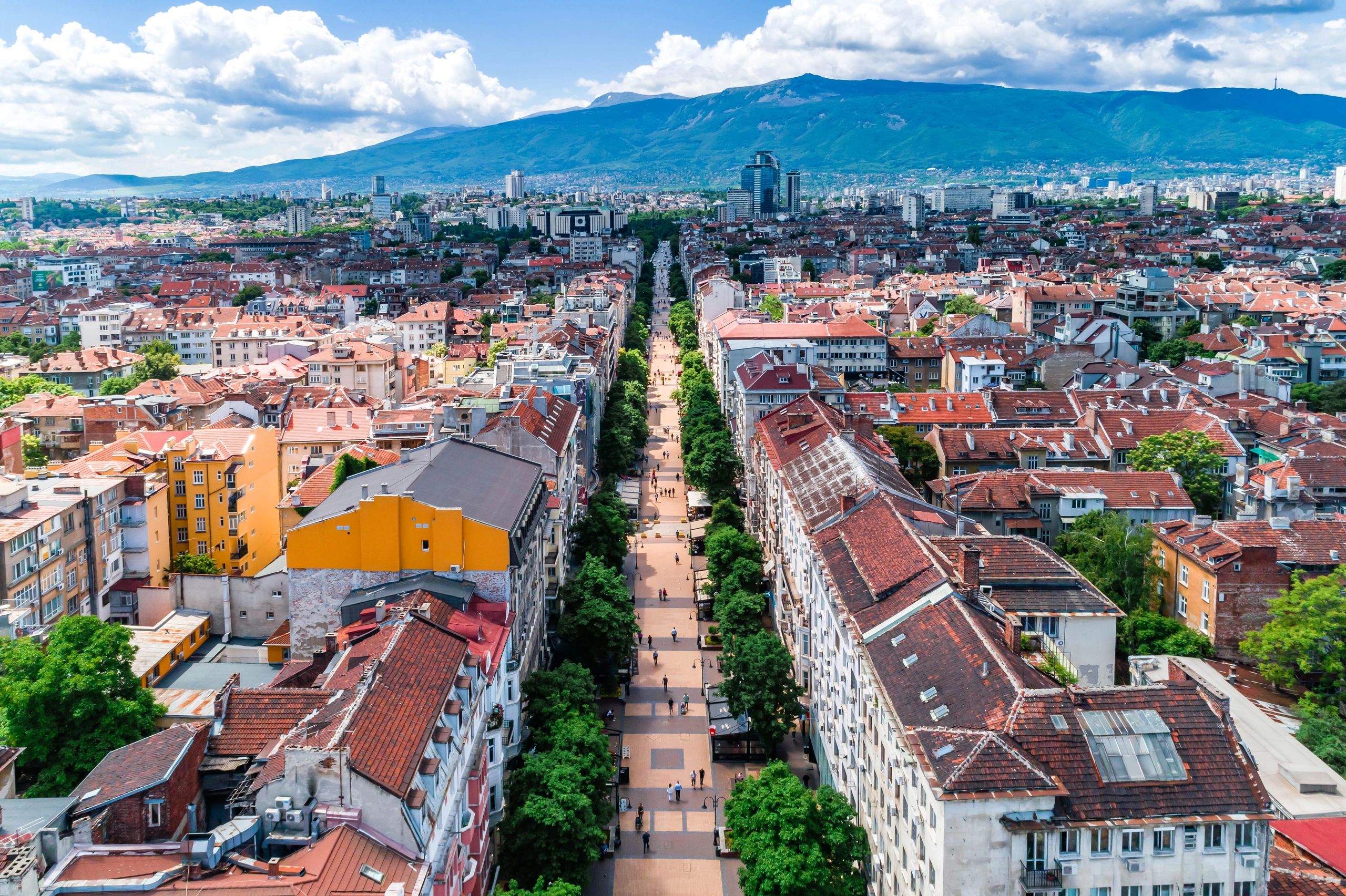 Urban boulevard and city center atmosphere